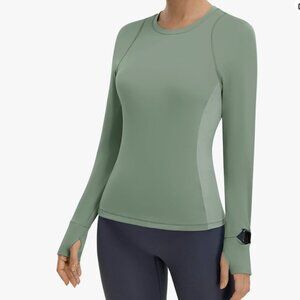 NWT Long Sleeve Workout Top Athletic Hiking Running Yoga XL (or L) colorblock